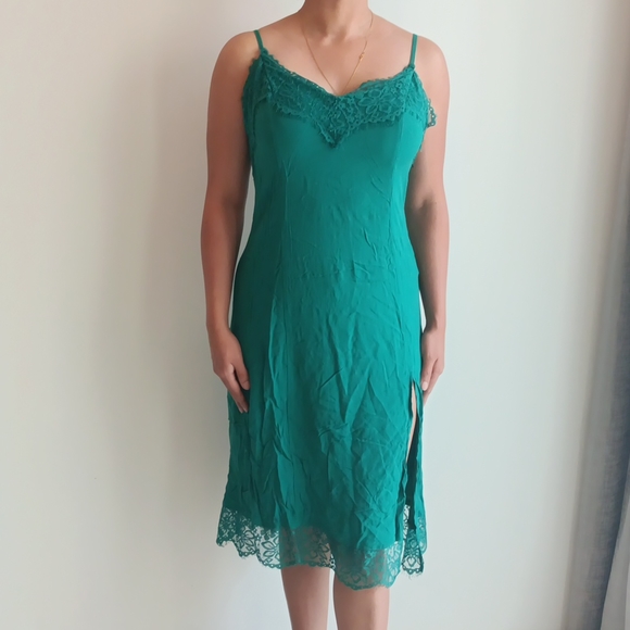 ✨Forever 21 Green Cotton and Lace Dress 04 - Picture 3 of 7